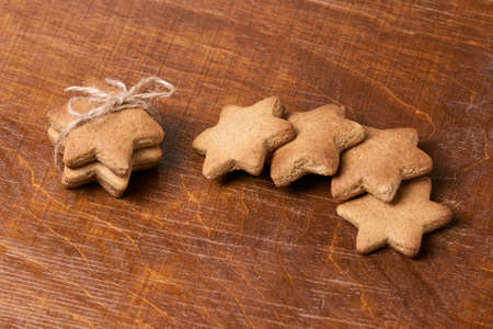 Beautiful gift. Delicious ginger biscuit. New Year.の写真素材