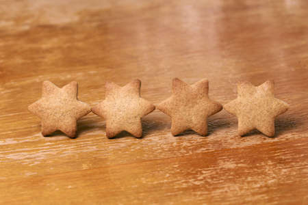 Four in row. Gingerbread Cookie. Delicious dessert.の写真素材