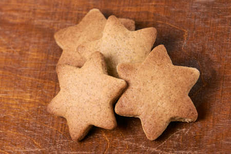 Gingerbread Cookie. Delicious dessert. Shape star. Bakery products.の写真素材