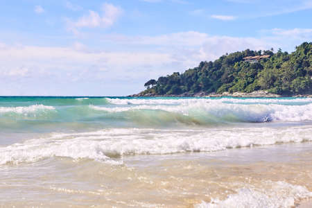 Strong waves. Blue sea. Summer Landscape.の写真素材