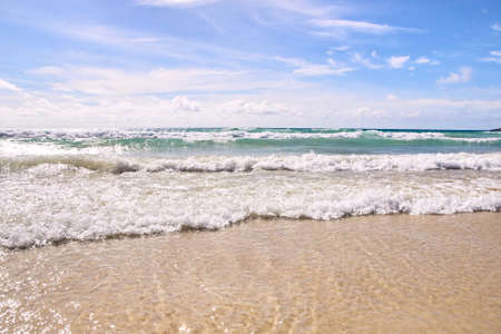 White sea waves. Blue sky.の写真素材