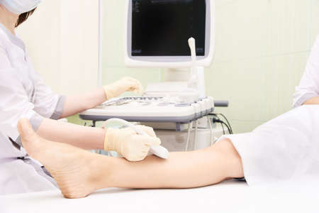 Medical examination. Patients leg. Ultrasonography.の写真素材