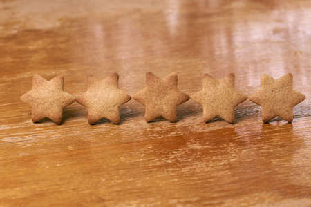 Five Stars. Gingerbread Cookie. Delicious dessert.の写真素材