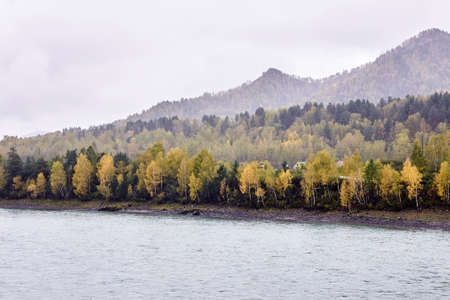 Mountain landscape. Beautiful autumn landscape. River flow.の写真素材