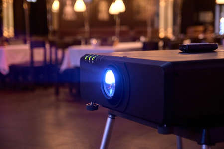 Professional equipment. Black technique. Bright light.の写真素材