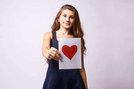 Mothers day. Love. Painted heart. Bright red color.の写真素材