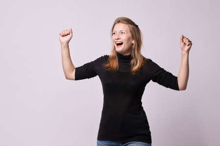 Beautiful girl. Joy emotions. Happiness.の写真素材