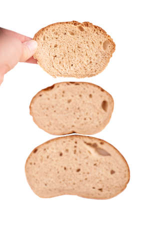 Three slices bread. Light background. Unusual tree.の写真素材