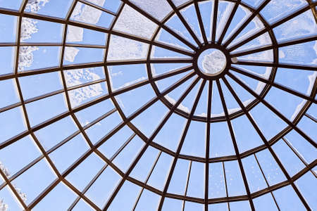 Round glass roof. Modern architecture. Blue color.の写真素材