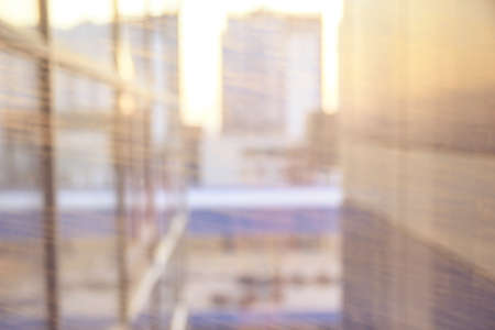 Blurred background. High buildings. Cold color.の写真素材