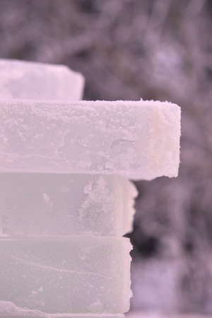 Cold ice. Frozen water. White snow.の写真素材