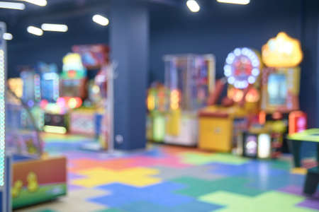 Blurred background. Bright multicolored room.の写真素材