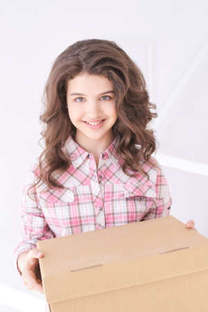 Box for remove in girl hans. Home sweetの写真素材