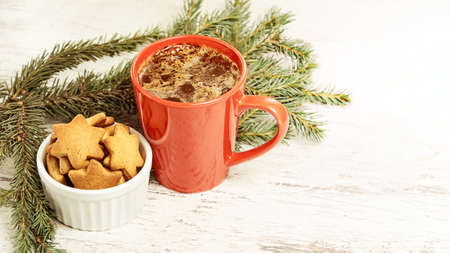 Aromatic coffee. NewYear. Gingerbread Cookie.Recipe.の写真素材