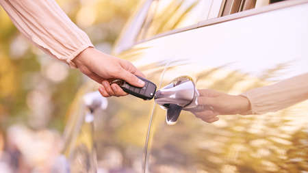 key in car. Rent vehicle. Safety lock lifestyle.