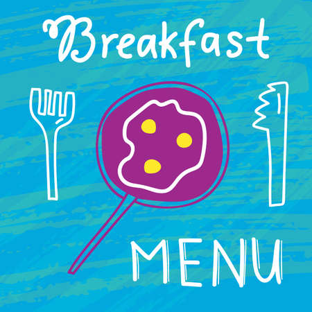 Good morning hand write sketch vector. Calligraphy illustration. Doodle breakfast menu.のイラスト素材