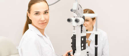 Eye ophthalmologist exam. Eyesight recovery. Astigmatism check concept. Ophthalmology diagmostic...