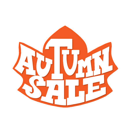 Autumn sale lettering. Maple shape text. Quote phrase vector illustration.のイラスト素材