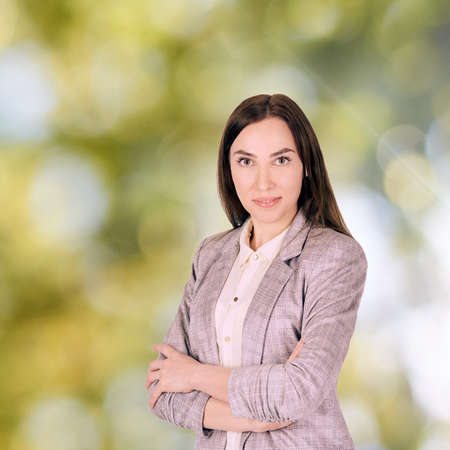 Business medical woman portrait. Lady success patient. White girl wellness model. Pretty pharmacist...