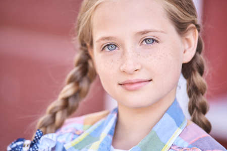 Beautiful American portrait of school girl.