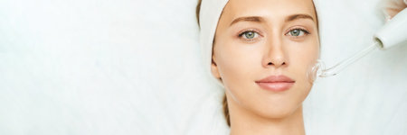 Darsonval cosmetology apparatus. Face clean procedure. Salon treatment. Professional dermatology hardware. Electric equipment. Medicine device. Removal acne. Dermatology. Detox therapy. Rejuvenationの写真素材