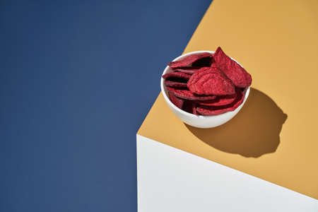 Organic tasty chips. Sliced beetroot.の写真素材