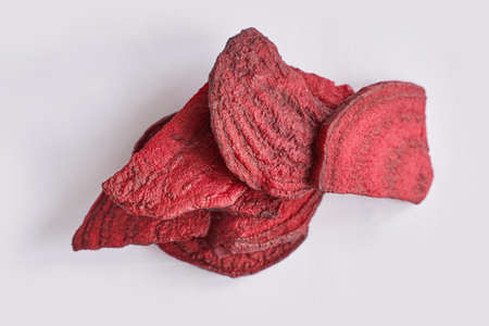 Organic tasty chips. Sliced beetroot.