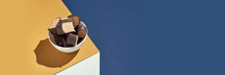 Halva concept. Trend turkish food. Sweet bakery. Cookies. Yummy dessert. Blue and yellow. Holiday...