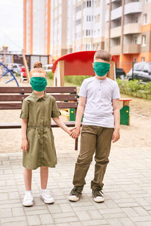 Children in safety mask. New normal.の写真素材