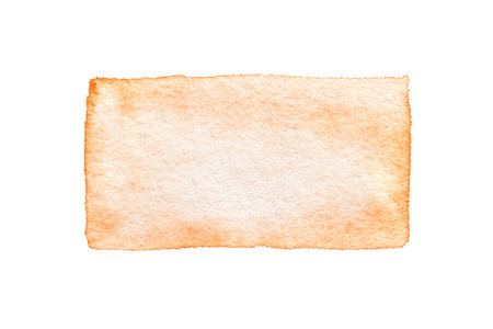 Watercolor texture background. Orange sky cloud. Hand drawing art. Vintage backdrop banner. Aquarelle ground paper. Abstract wet image. Impression stain rectangle templateの写真素材