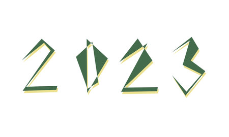 New year 2023 numbers. Christmas vector. Hand drawn xmas silhouette. Abstract cute illustration. Modern minimal stylized concept. Calligraphy doodle sign. Lettering clipart. Tag paintのイラスト素材