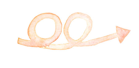 Watercolor arrow with loop design symbolizing growth and progress.の写真素材