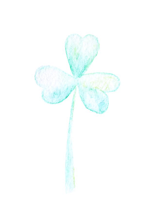 Watercolor shamrock: delicate green and blue leaf art symbolizing luck and nature.の写真素材
