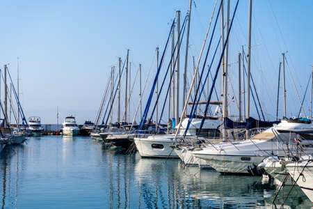 Yacht club in the morning. Mediterranean coast. Hight quality photo