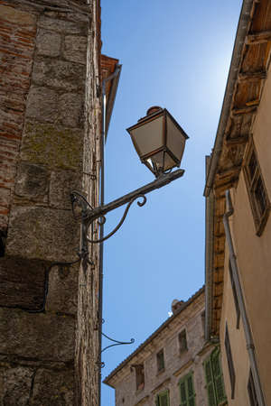 Street with lantern in the old medieval town in France.の写真素材