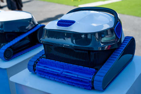 Cleaning robot for cleaning the bottom of swimming pools. Close-up