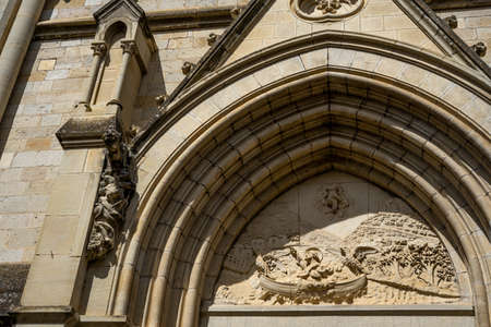 Saint-Antonin-Noble-Val 24.08.2020. Catholic cathedral in the old medieval city. Hight quality photoの写真素材