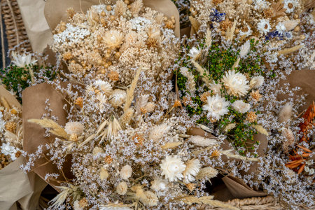 Beautiful dry flowers bouquet as background. High quality photoの写真素材