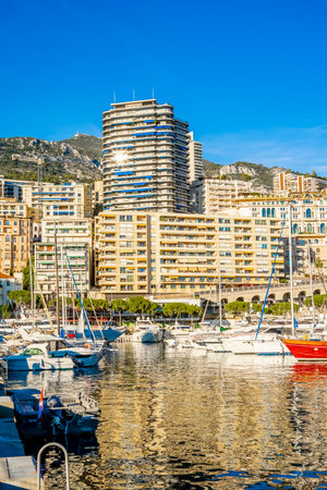 Monte-Carlo, Monaco 29.11.2020 Main marina of Monte Carlo with luxury yachts and sail boats. Hight quality photoのeditorial素材
