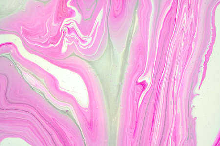 Fluid art texture. Closeup abstract pink, white and gray colors of acrylic for use as background....