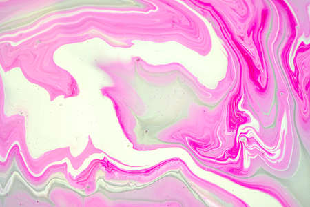 Fluid art texture. Closeup abstract pink, white and gray colors of acrylic for use as background....