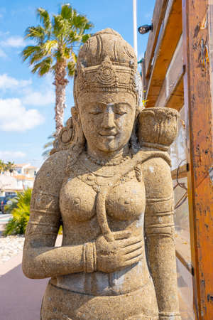 Cagnes-sur-mer, FRANCE - 25.03.2021: Statue of Goddess in the street. High quality photoのeditorial素材