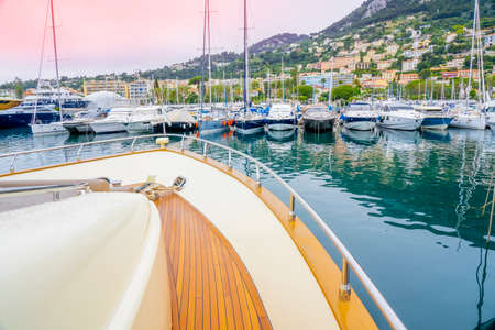 Beaulieu-sur-Mer - France: 16.05.2021 Port harbour marina bay yachts boats, maritime travel summer holiday. Evening times. High quality photoのeditorial素材