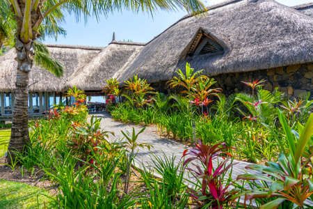 Mauritius Island - 04.11.2021: Canonnier Beachcomber Hotel. Tropical paradise island holidays on the hotel. Hight quality photoのeditorial素材