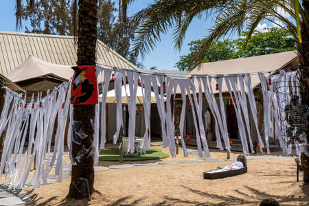 Mauritius Island - 31.10.2021 Halloween decoration in the hotel for Halloween party for children. High quality photoのeditorial素材