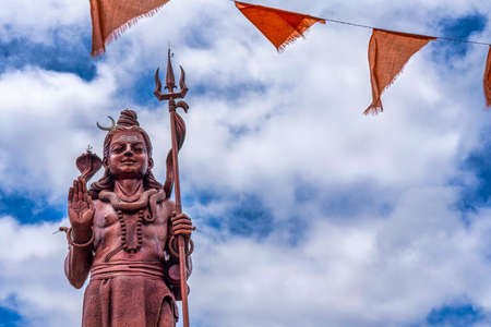Shiva statue at Grand Bassin temple, the world's tallest Shiva temple, it is 33 meters tall. Important Hindu temples of Mauritius. High quality photoの写真素材