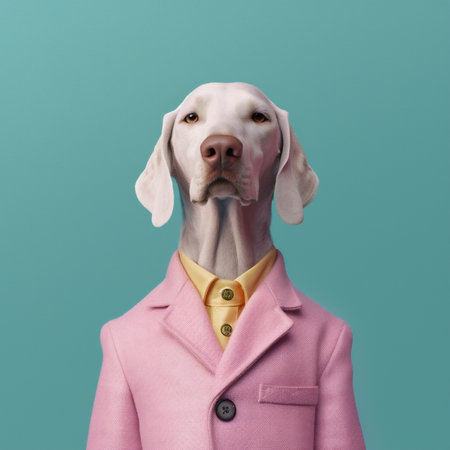 Dog in the form of a Man, dressed in a classic trendy suit. Generative AIの写真素材