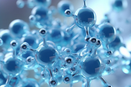 Hyaluronic acid or abstract molecules design, clear light blue color. Generative AI. High quality illustrationの写真素材
