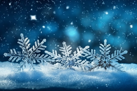 Snow texture Snowflakes , macro close-up. Christmas background concept. High quality illustration. Generative AI.の写真素材