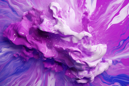 A closeup photograph of acrylic painting violet clair colors motion flowing down, abstract colors,...